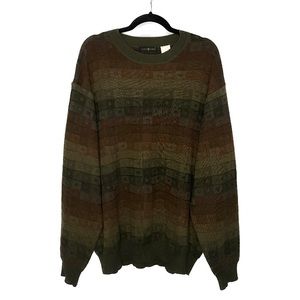 SOLD! Cozy Green and Brown Striped Sweater